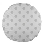 Polka Dots - Platinum Gray on White Large 18  Premium Flano Round Cushion