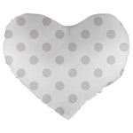 Polka Dots - Platinum Gray on White Large 19  Premium Flano Heart Shape Cushion