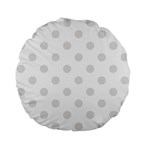Polka Dots - Platinum Gray on White Standard 15  Premium Flano Round Cushion