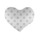 Polka Dots - Platinum Gray on White Standard 16  Premium Heart Shape Cushion
