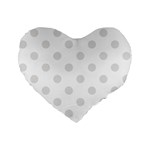 Polka Dots - Platinum Gray on White Standard 16  Premium Flano Heart Shape Cushion
