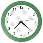 Polka Dots - Platinum Gray on White Color Wall Clock