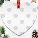 Polka Dots - Platinum Gray on White Heart Ornament (Two Sides)