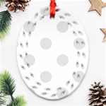 Polka Dots - Platinum Gray on White Oval Filigree Ornament (Two Sides)