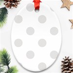 Polka Dots - Platinum Gray on White Oval Ornament (Two Sides)
