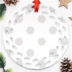 Polka Dots - Platinum Gray on White Round Filigree Ornament (Two Sides)