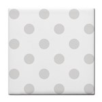 Polka Dots - Platinum Gray on White Tile Coaster
