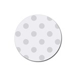 Polka Dots - Platinum Gray on White Rubber Round Coaster (4 pack)