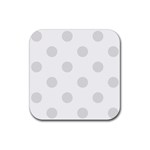 Polka Dots - Platinum Gray on White Rubber Coaster (Square)