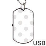 Polka Dots - Platinum Gray on White Dog Tag USB Flash (Two Sides)