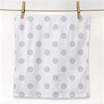 Polka Dots - Platinum Gray on White Face Towel