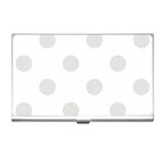 Polka Dots - Platinum Gray on White Business Card Holder