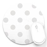 Polka Dots - Platinum Gray on White Round Mousepad