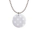 Polka Dots - White on Pale Gray 1  Button Necklace