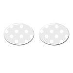 Polka Dots - White on Pale Gray Cufflinks (Oval)