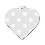 Polka Dots - White on Pale Gray Dog Tag Heart (Two Sides)