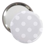 Polka Dots - White on Pale Gray 3  Handbag Mirror