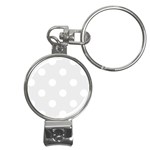 Polka Dots - White on Pale Gray Nail Clippers Key Chain
