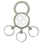 Polka Dots - White on Pale Gray 3-Ring Key Chain