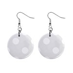 Polka Dots - White on Pale Gray 1  Button Earrings