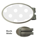 Polka Dots - White on Pale Gray Money Clip (Oval)