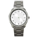 Polka Dots - White on Pale Gray Sport Metal Watch