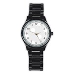 Polka Dots - White on Pale Gray Stainless Steel Round Watch