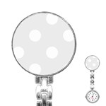 Polka Dots - White on Pale Gray Stainless Steel Nurses Watch
