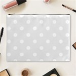Polka Dots - White on Pale Gray Cosmetic Bag (XL)