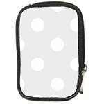 Polka Dots - White on Pale Gray Compact Camera Leather Case