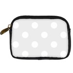 Polka Dots - White on Pale Gray Digital Camera Leather Case
