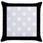 Polka Dots - White on Pale Gray Throw Pillow Case (Black)