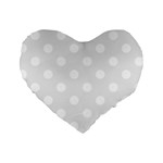 Polka Dots - White on Pale Gray Standard 16  Premium Heart Shape Cushion
