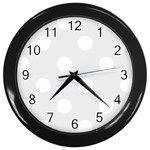 Polka Dots - White on Pale Gray Wall Clock (Black)