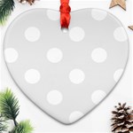 Polka Dots - White on Pale Gray Heart Ornament (Two Sides)