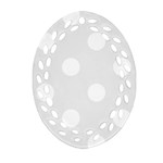 Polka Dots - White on Pale Gray Ornament (Bell) Ornament (Oval Filigree)
