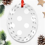 Polka Dots - White on Pale Gray Oval Filigree Ornament (Two Sides)