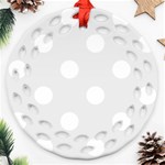 Polka Dots - White on Pale Gray Round Filigree Ornament (Two Sides)