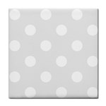 Polka Dots - White on Pale Gray Tile Coaster