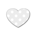Polka Dots - White on Pale Gray Heart Coaster (4 pack)