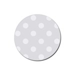 Polka Dots - White on Pale Gray Rubber Coaster (Round)