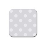 Polka Dots - White on Pale Gray Rubber Coaster (Square)