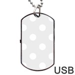 Polka Dots - White on Pale Gray Dog Tag USB Flash (One Side)