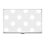 Polka Dots - White on Pale Gray Business Card Holder