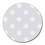 Polka Dots - White on Pale Gray Round Mousepad