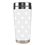 Polka Dots - White on Pale Gray Stainless Steel Travel Tumbler