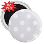 Polka Dots - White on Pale Gray 3  Magnet (100 pack)