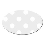 Polka Dots - White on Pale Gray Magnet (Oval)