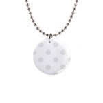 Polka Dots - Pale Gray on White 1  Button Necklace