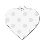 Polka Dots - Pale Gray on White Dog Tag Heart (One Side)